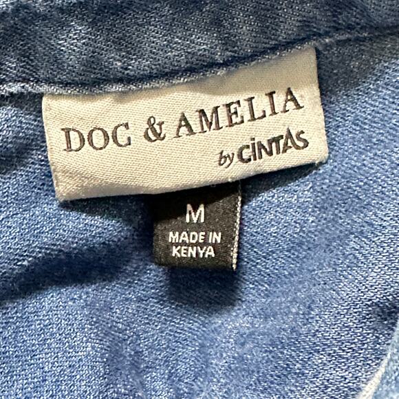 Doc Amelia Button Up Shirt Womens Size Medium M Blue Short Sleeve Cotton Blend - Picture 7 of 8